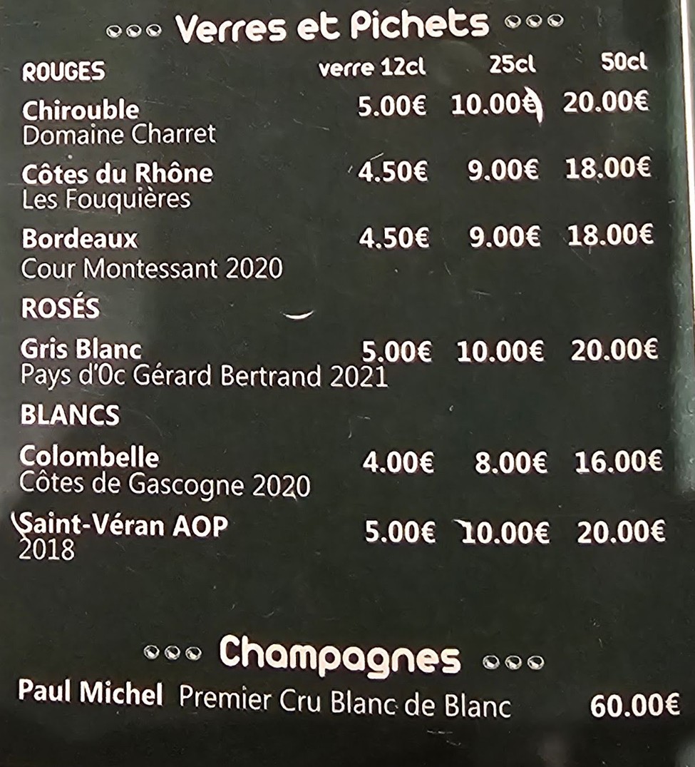 La Péricole menu 4