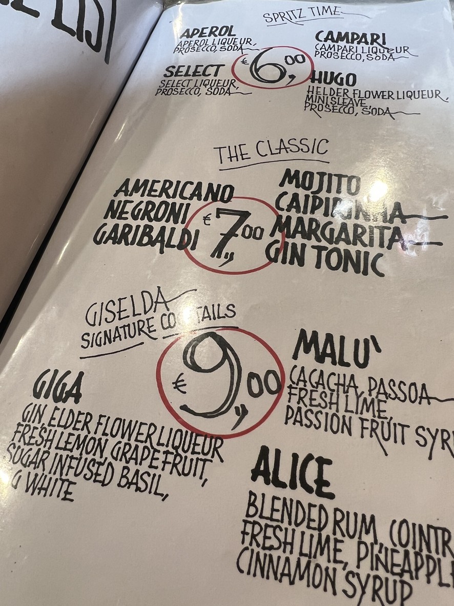 Giselda menu 4