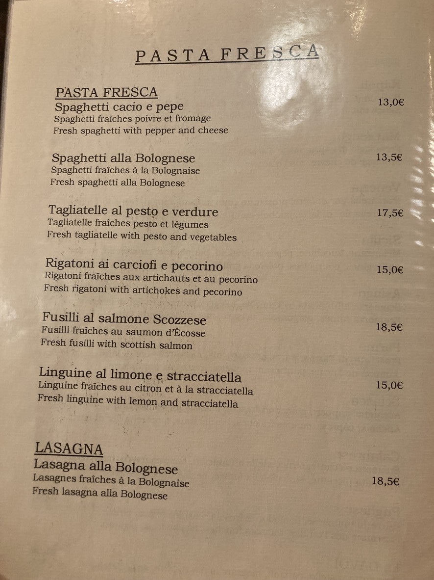Little Davoli menu 1