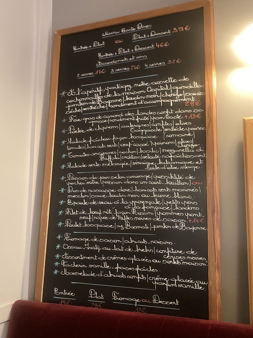 Bistrot Belhara menu 1