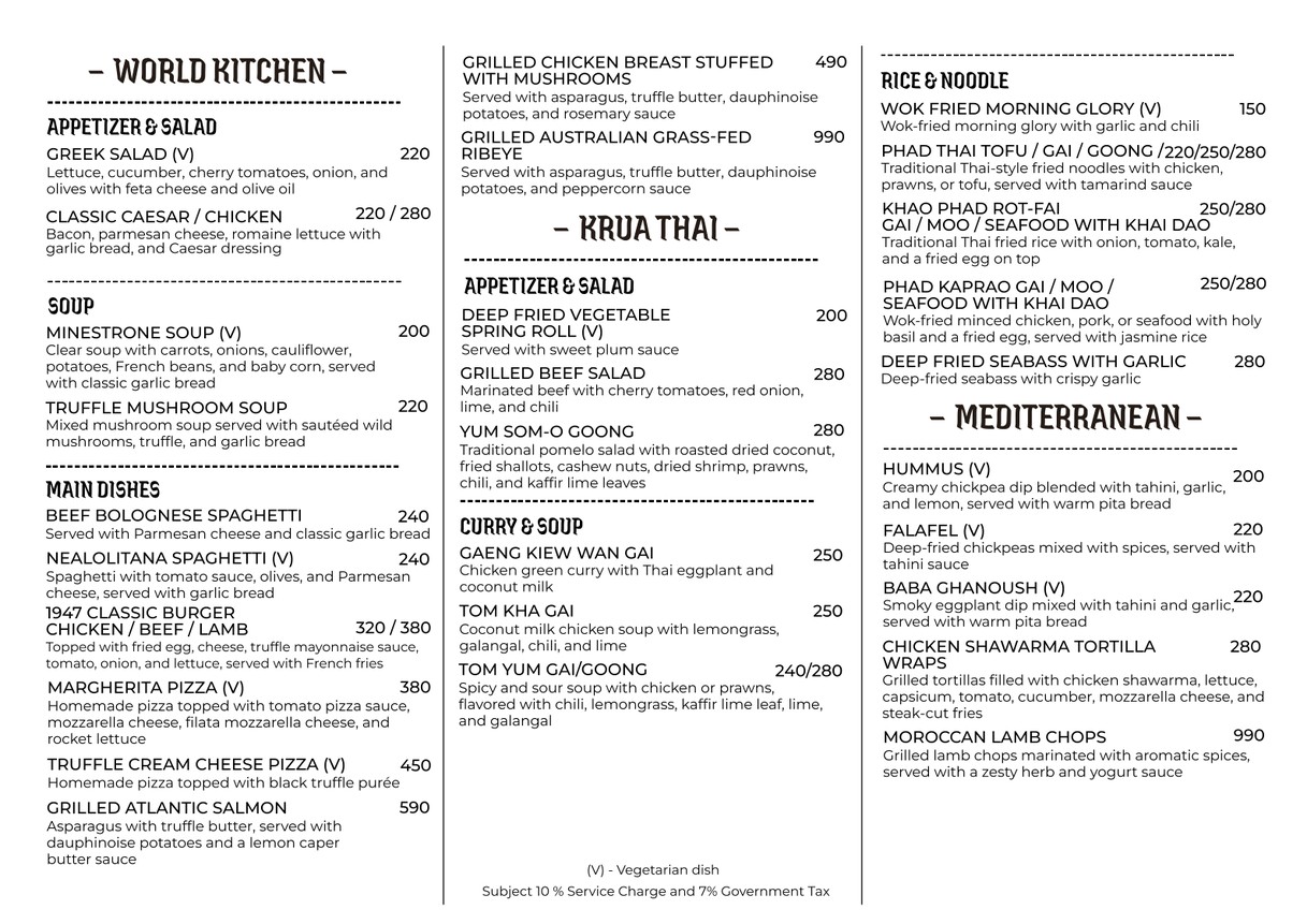 1947 Kitchen menu 1