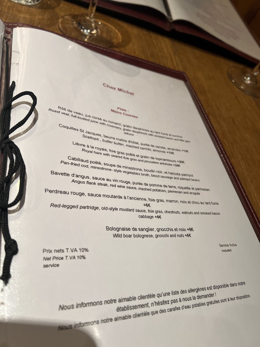 Chez Michel menu 2