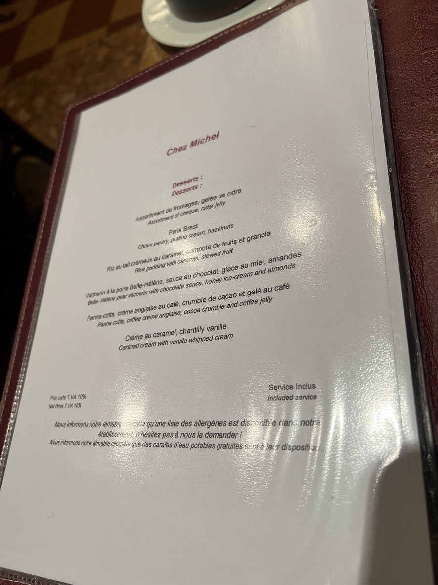 Chez Michel menu 3