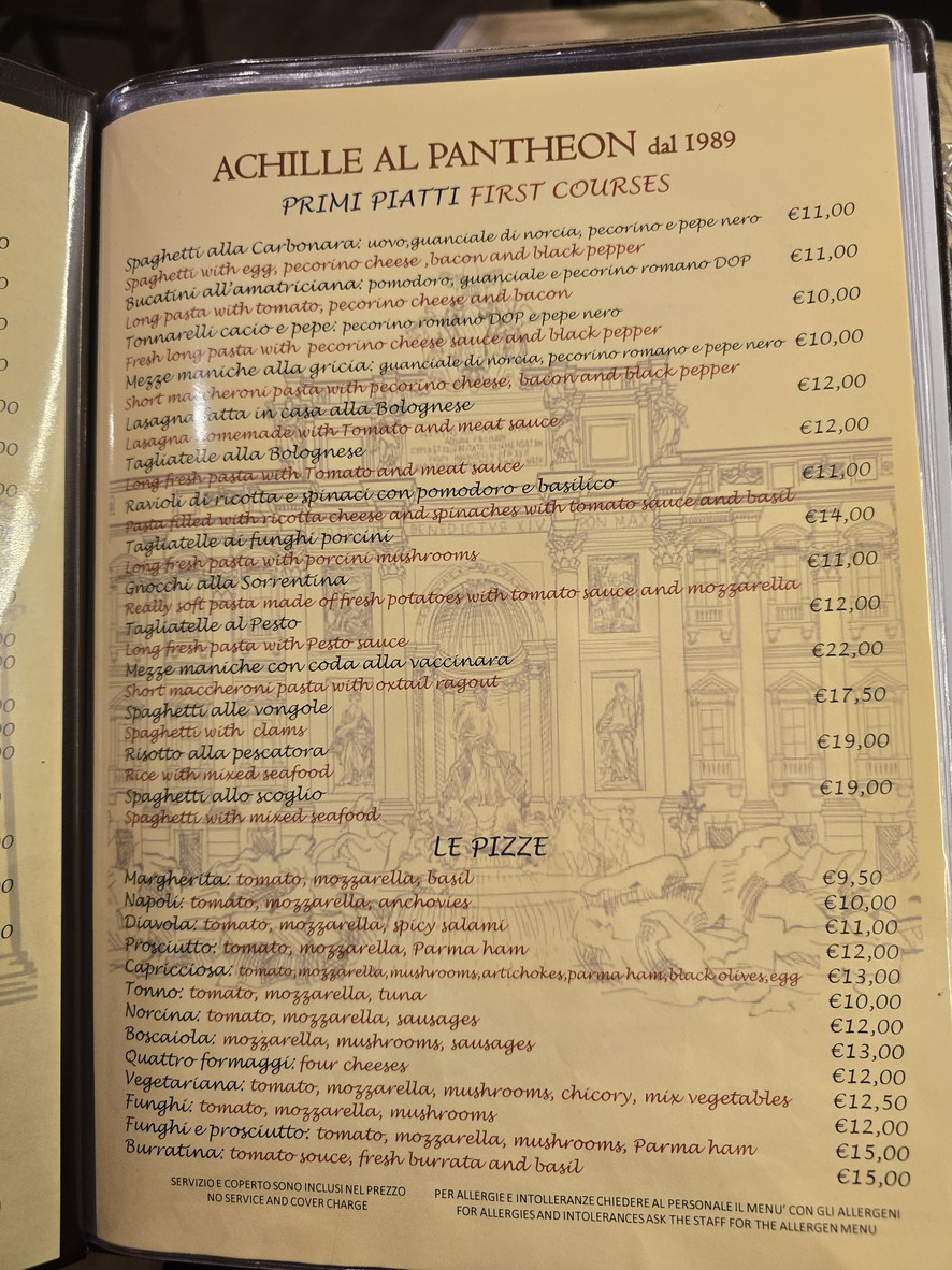 Achille Al Pantheon di Habana menu 1