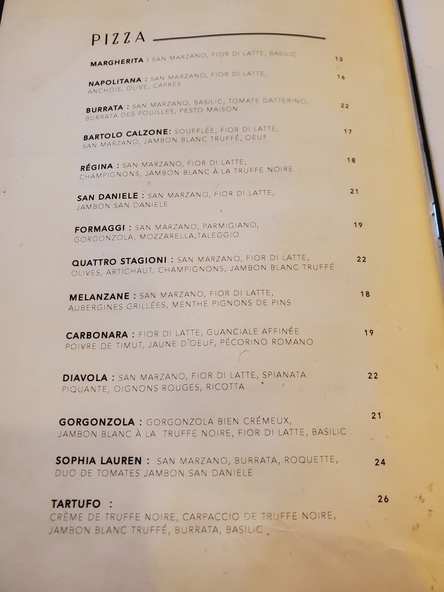Restaurante Chez Bartolo menu 2