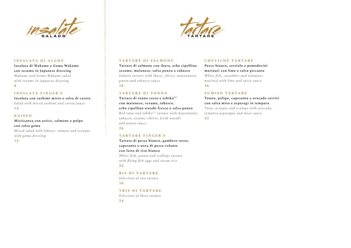 Finger's Restaurant Rome menu 2