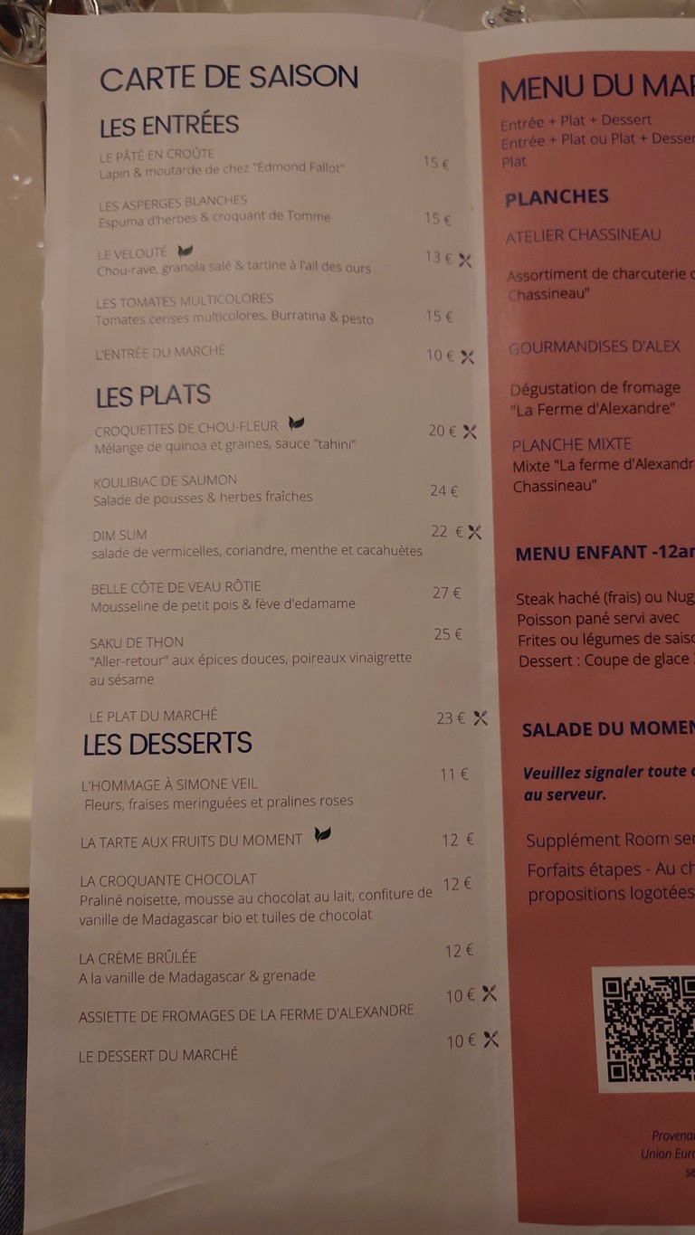 L'Ermitage menu 3