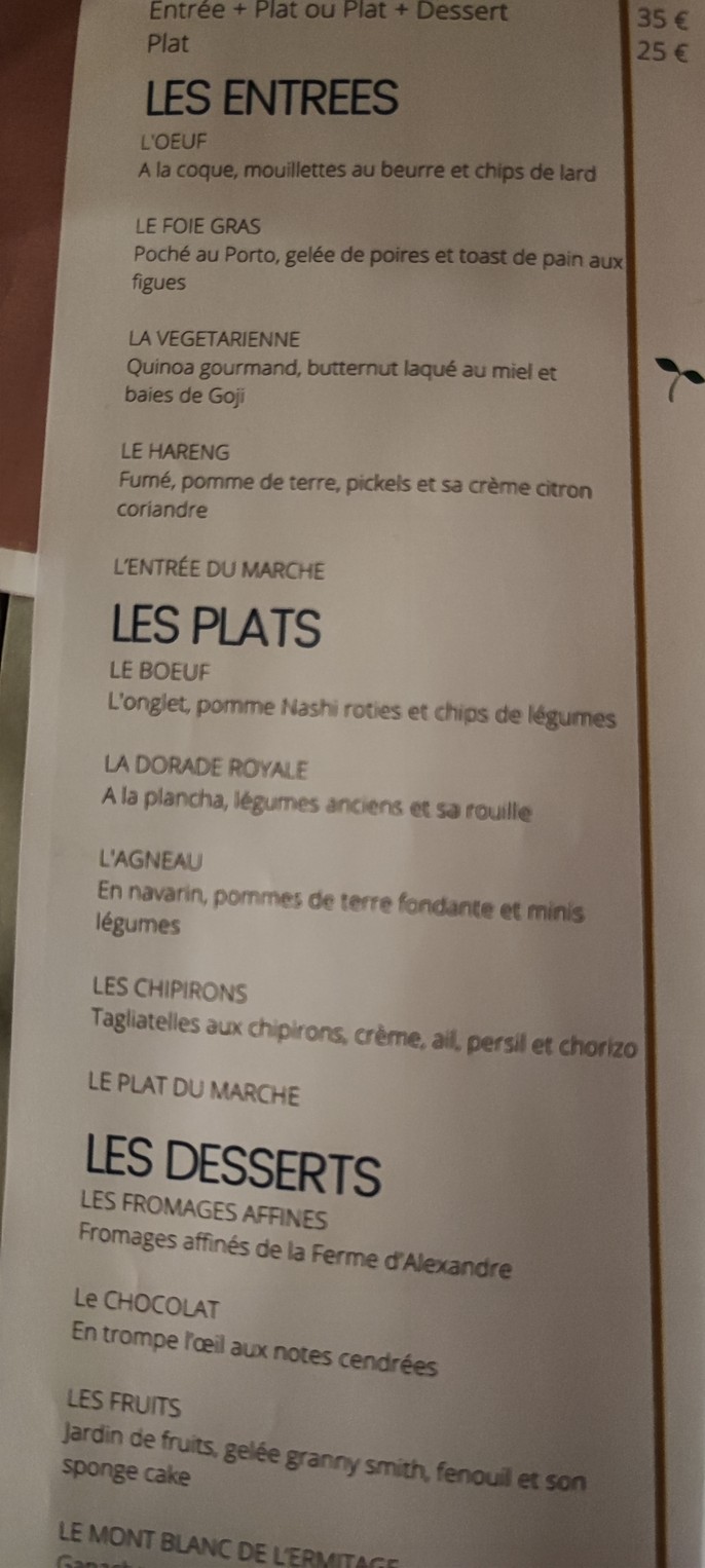 L'Ermitage menu 5
