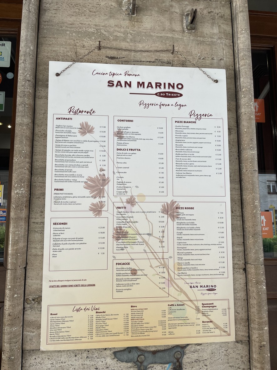 Pizzeria San Marino menu 1
