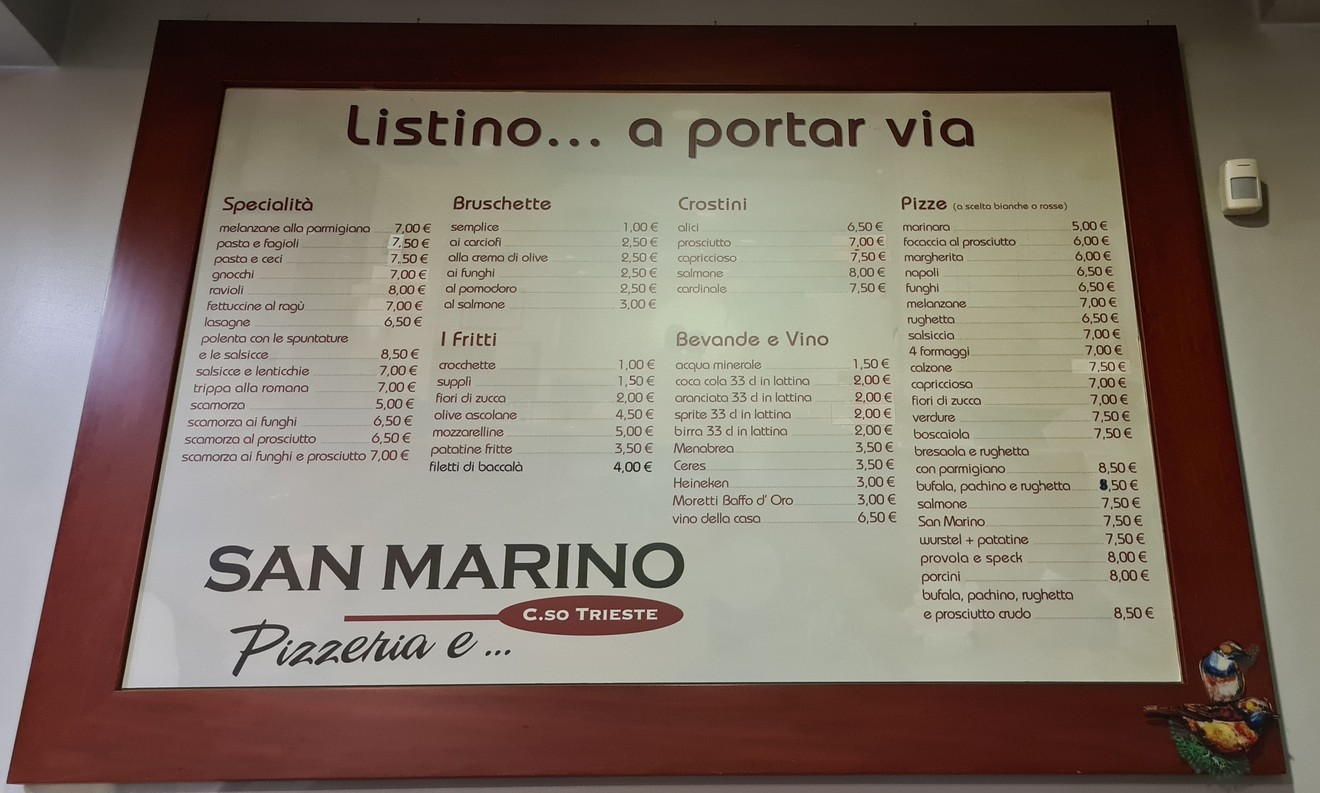 Pizzeria San Marino menu 2