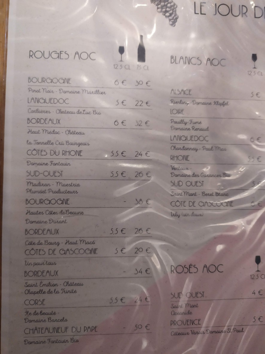 Le 17.45 Paris Batignolles - Planches à composer menu 2