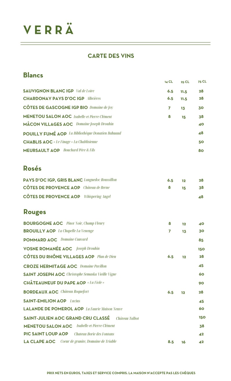 Verrä menu 5