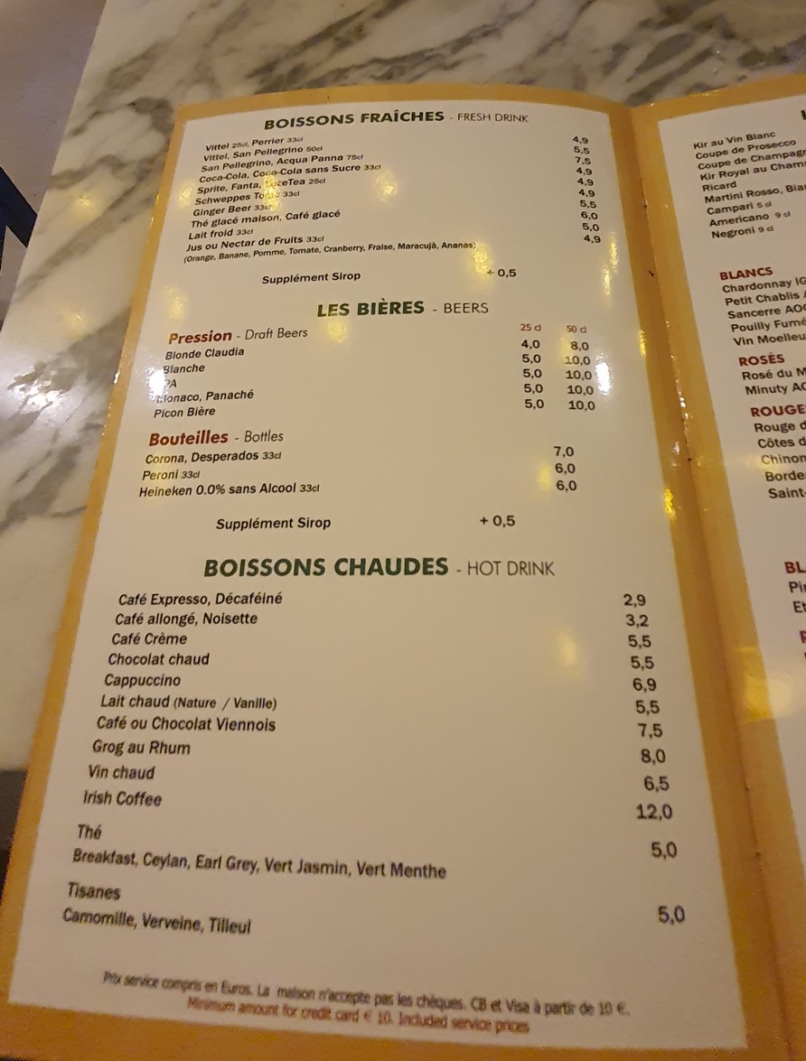 Claudia Paris menu 2