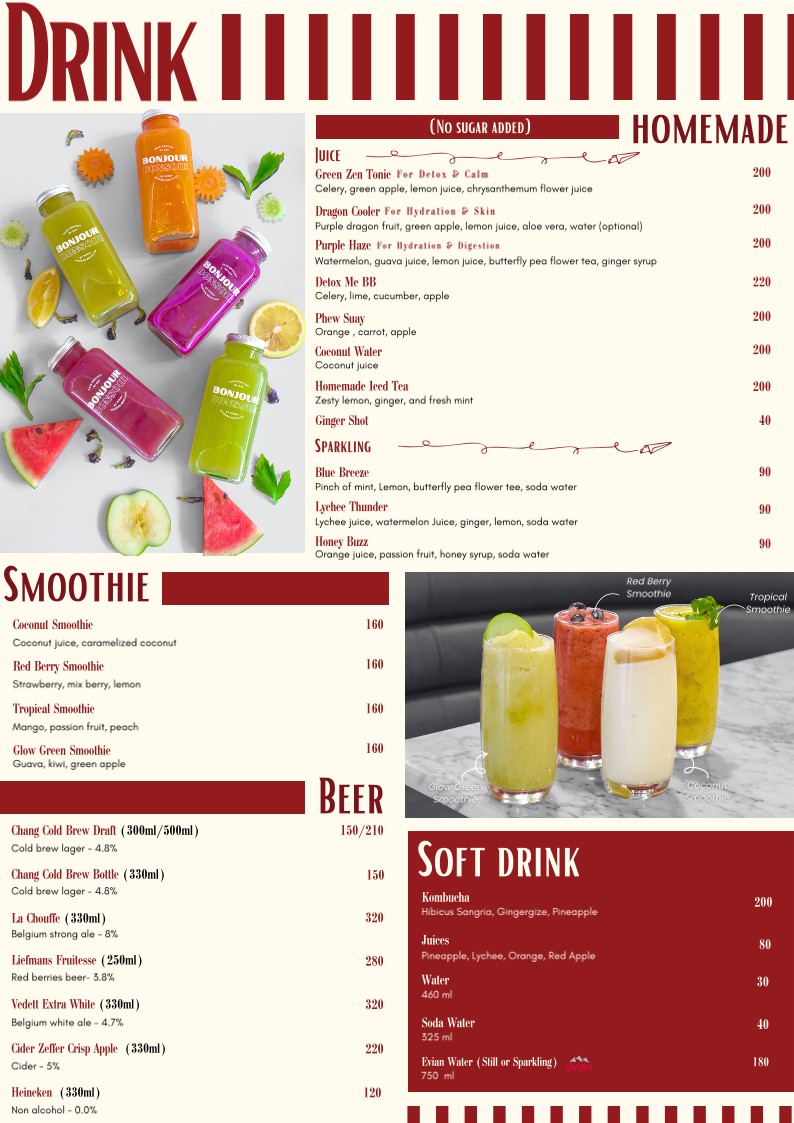 Bonjour Bonsoir - 现代汤馆和咖啡馆 menu 3
