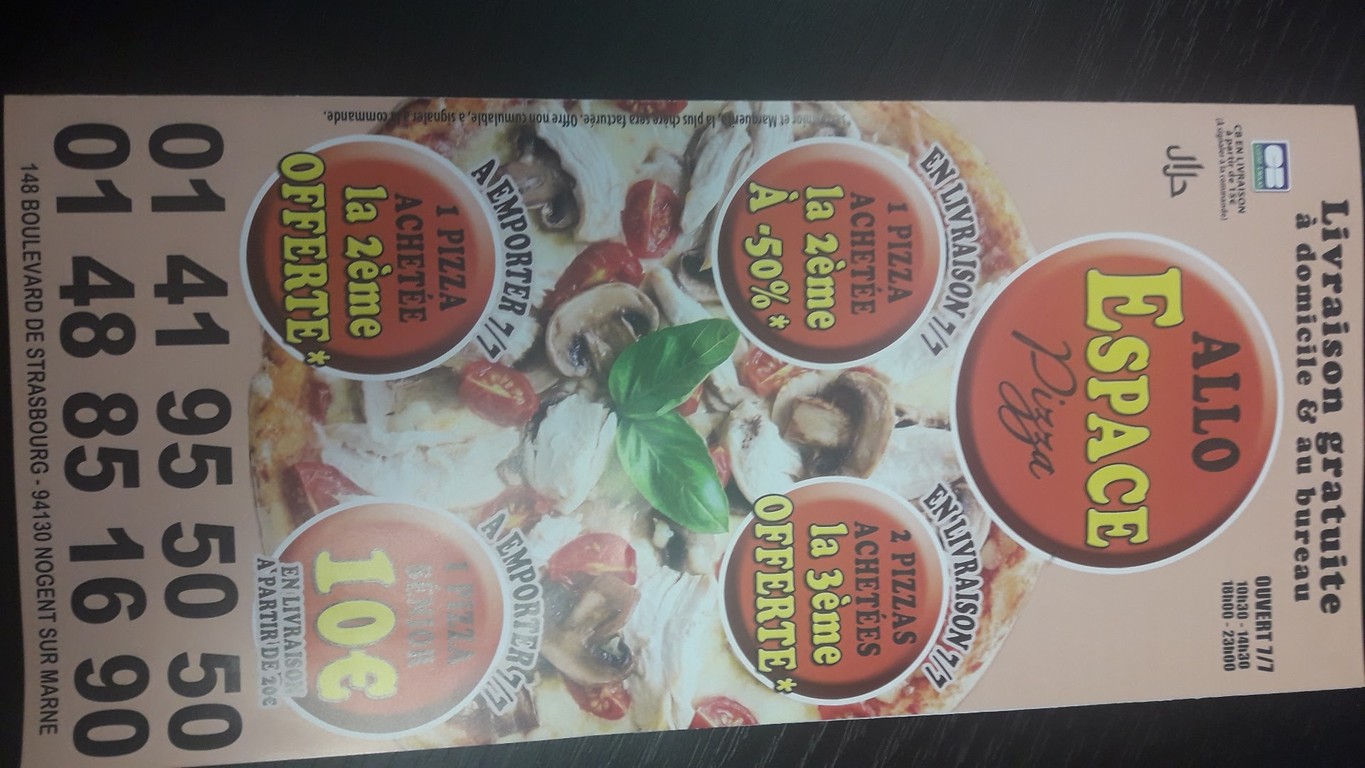 Espace pizza menu 1