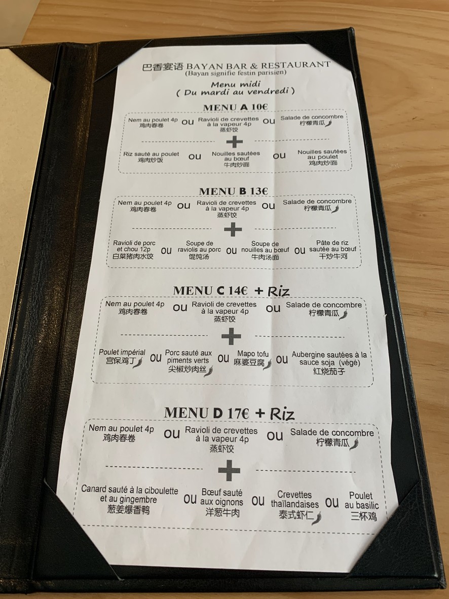 Saturne menu 1