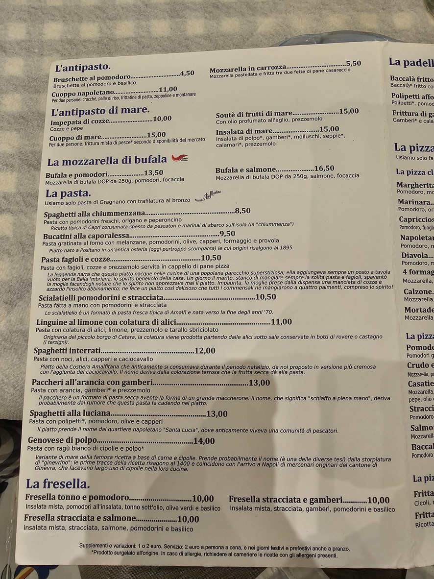 Gino Capitone menu 1