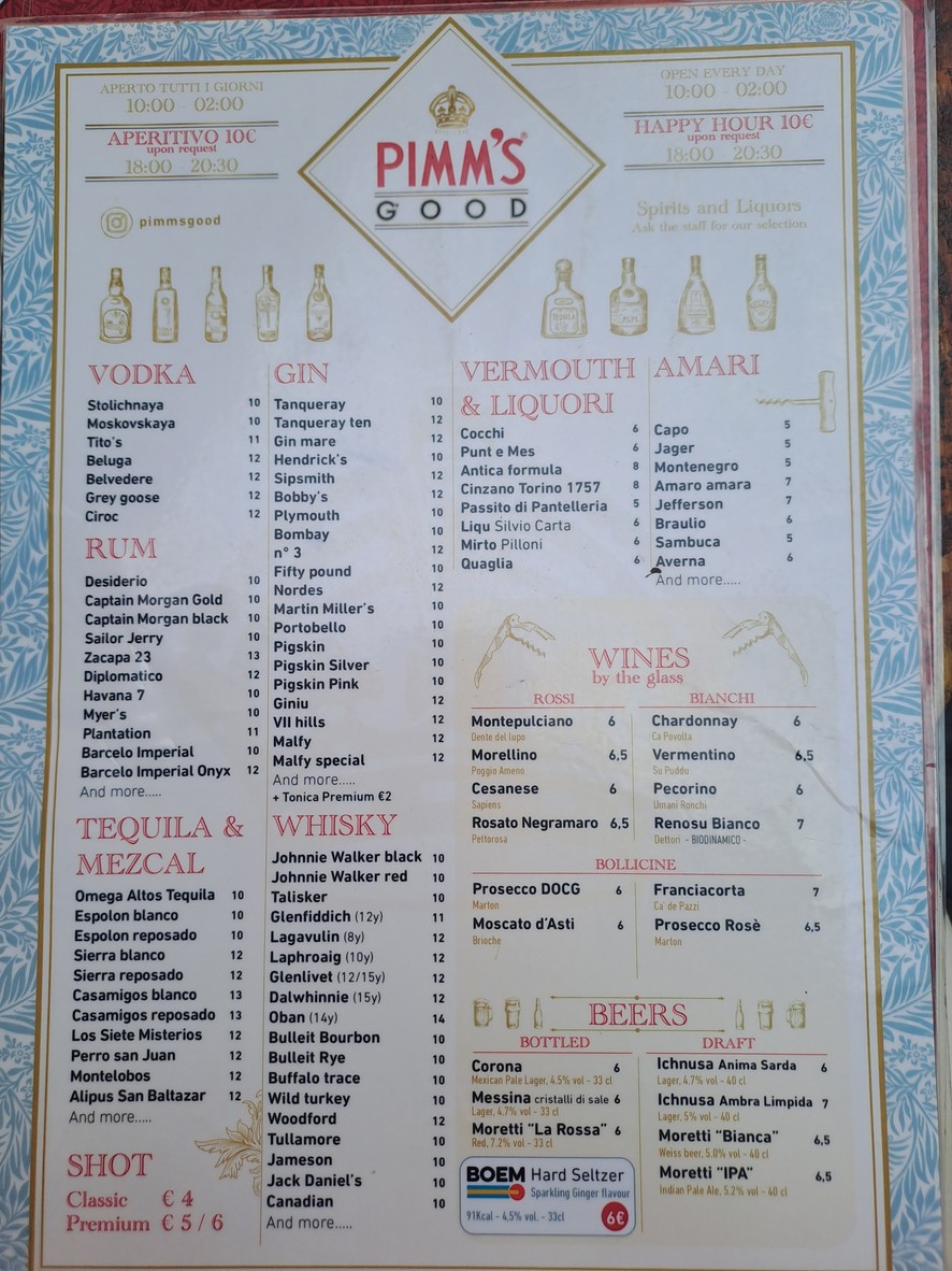 Pimm'S Good menu 4