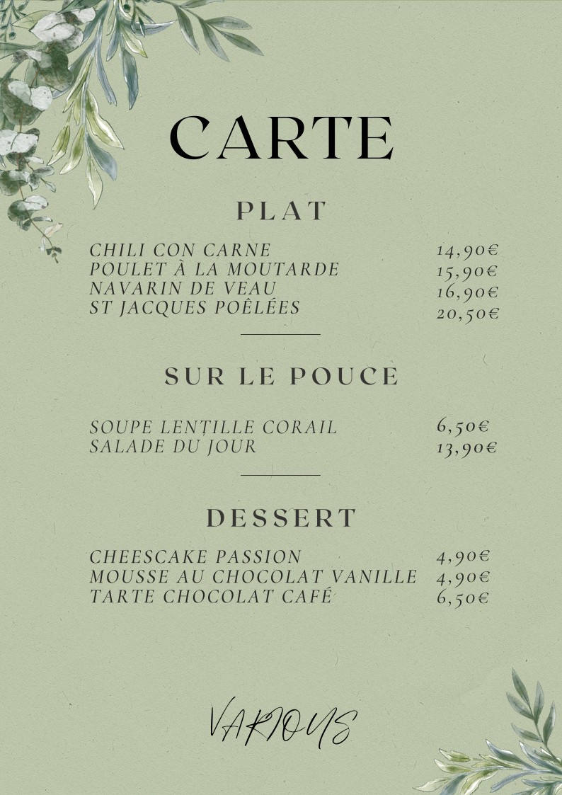 Various Meating menu 1