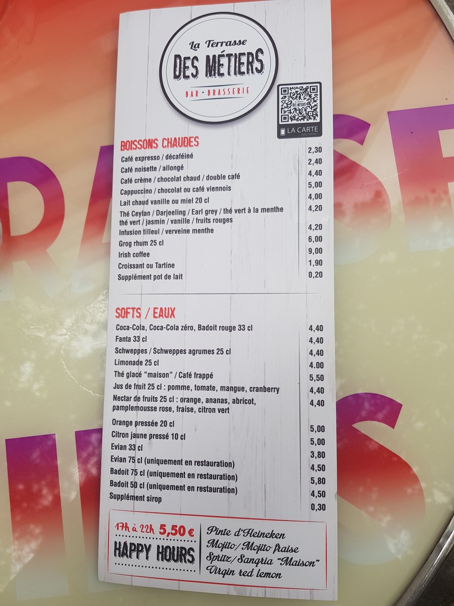 La Brasserie des Métiers menu 2