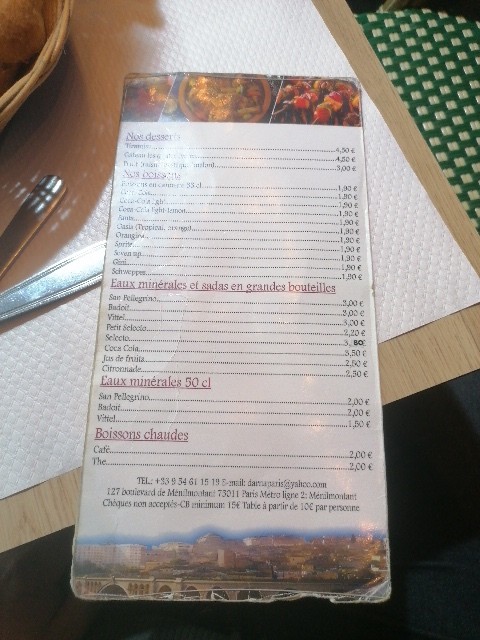 Darna les 4 frères - Algerian Restaurant menu 3