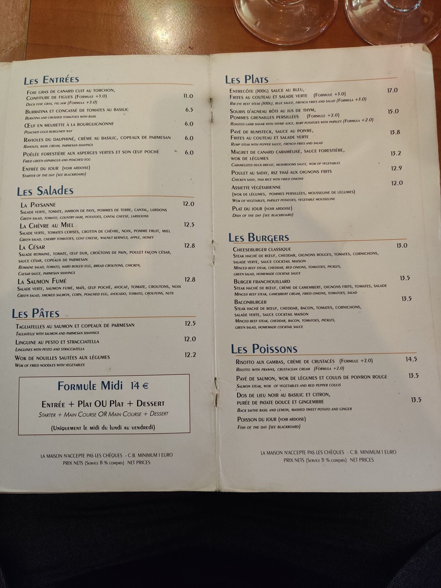 Lutèce Café menu 2