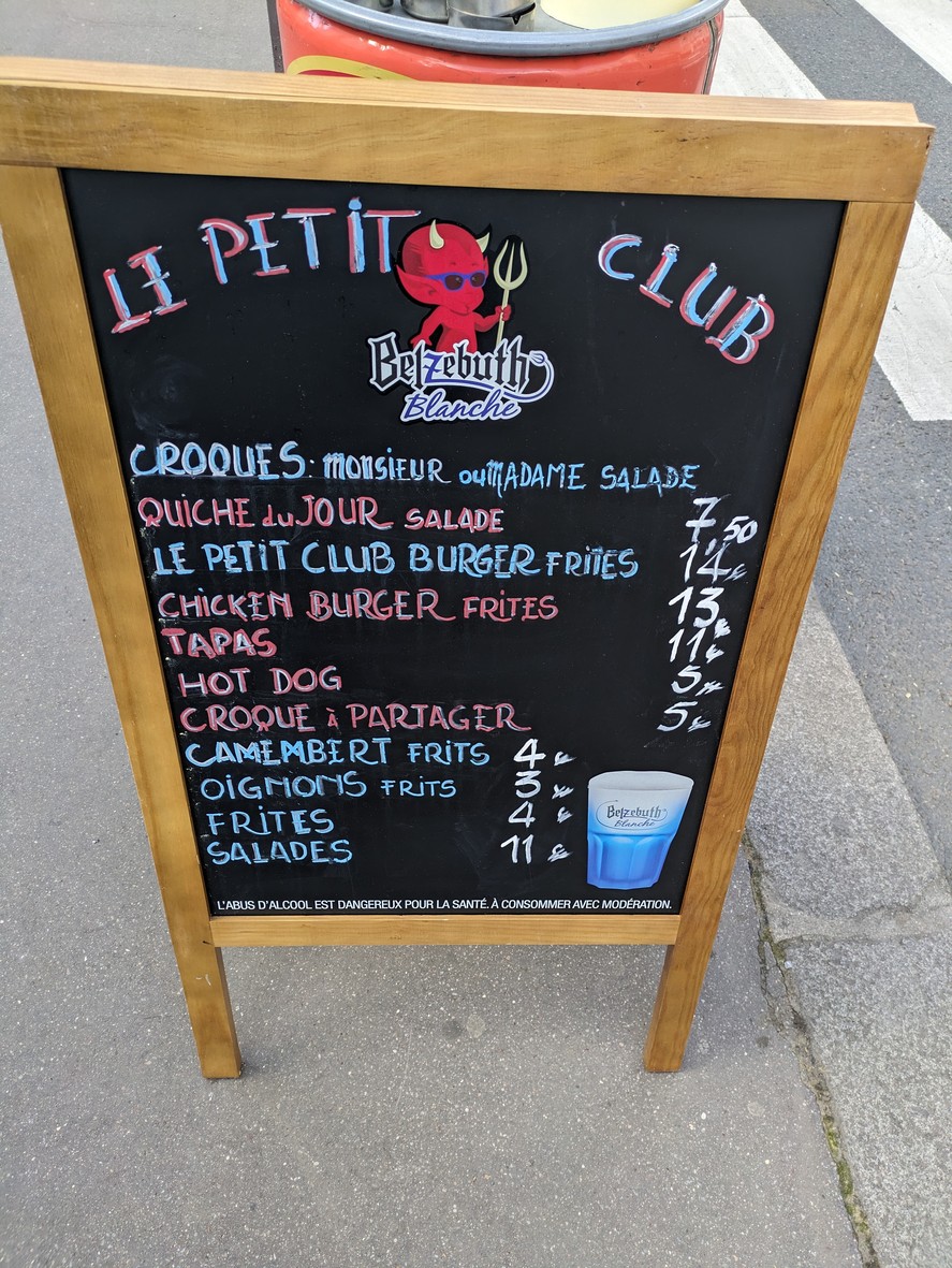 Le Petit Club menu 1
