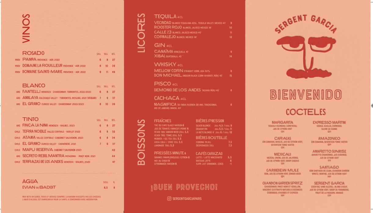 Sergent Garcia menu 1