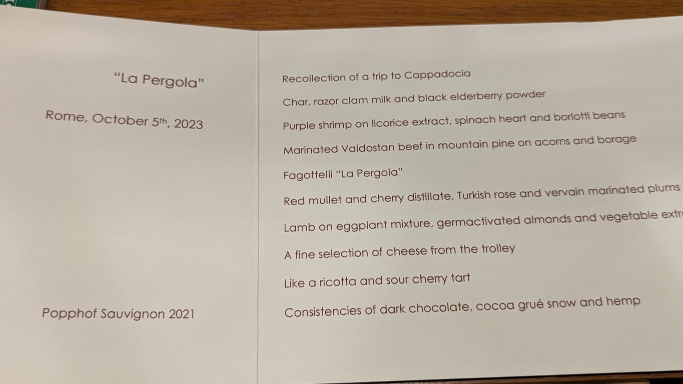 La Pergola menu 1