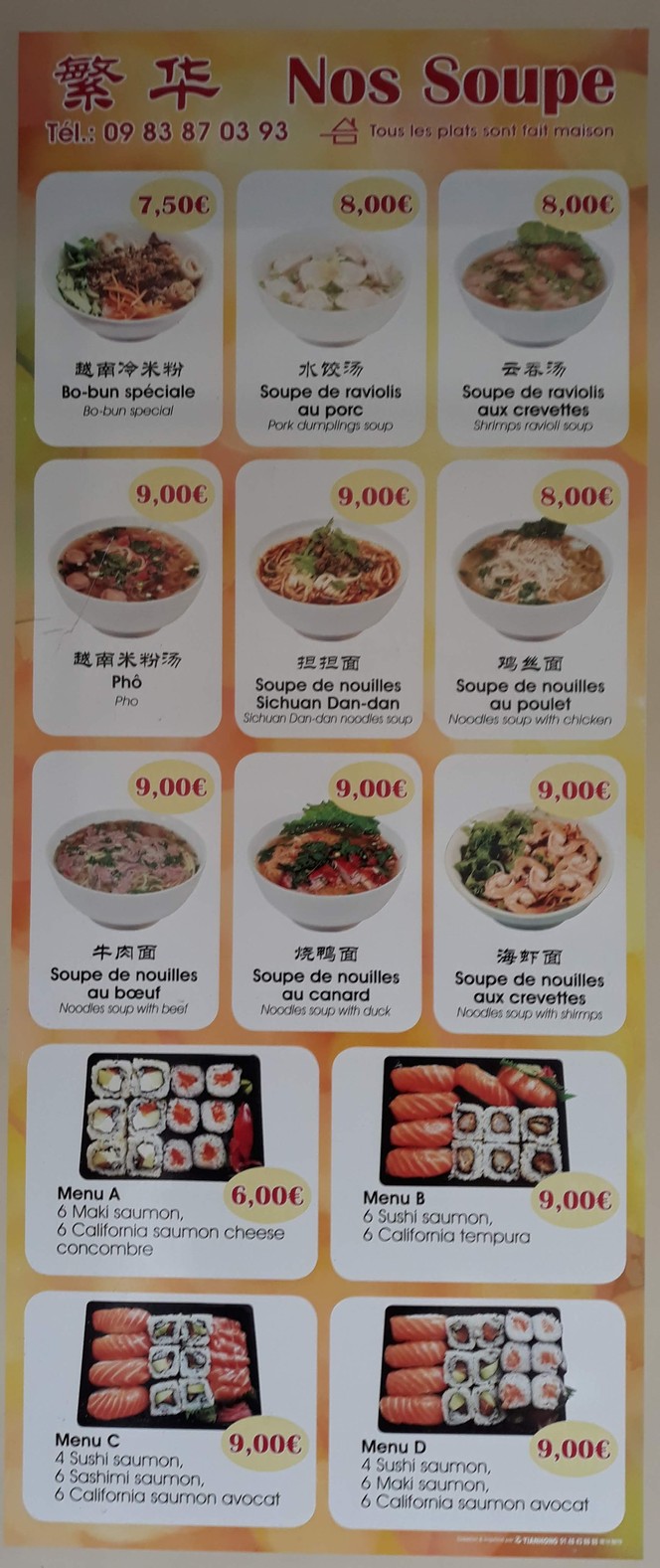 Chef Asie menu 1