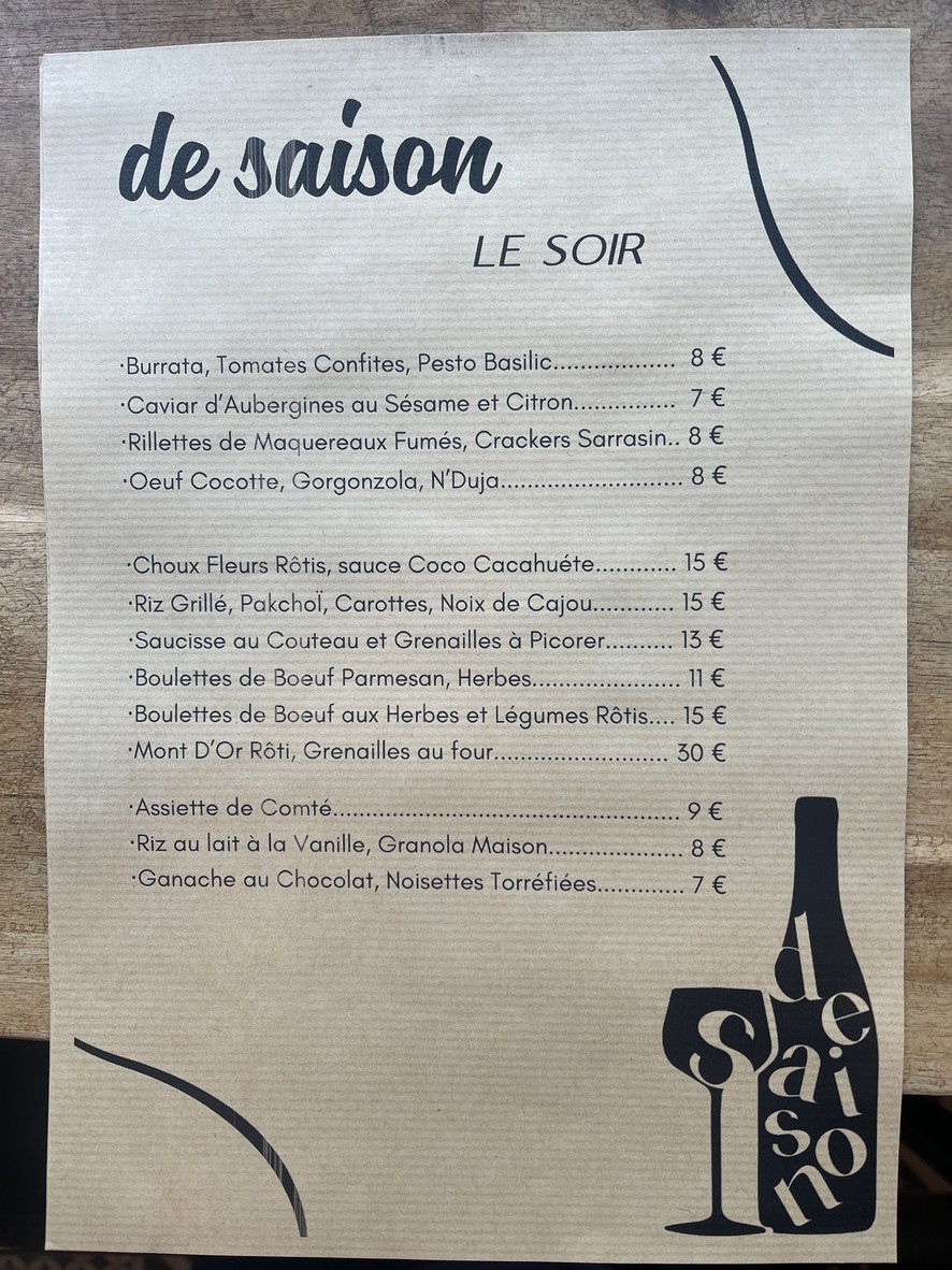 De Saison menu 1