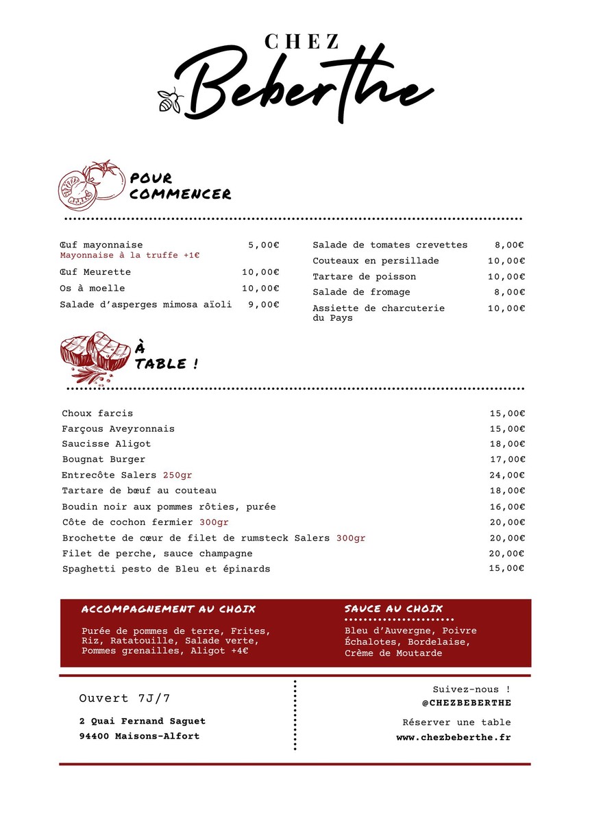 Chez Beberthe menu 3