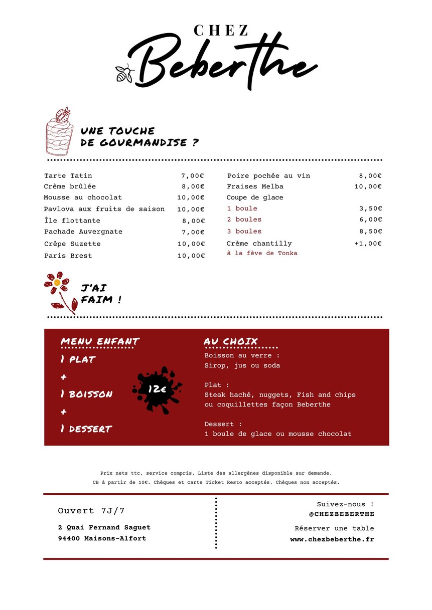 Chez Beberthe menu 8