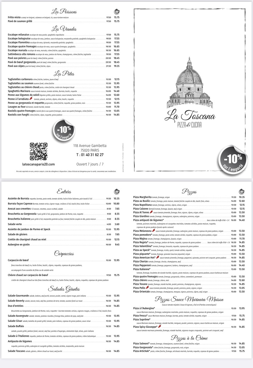 La Toscana menu 1