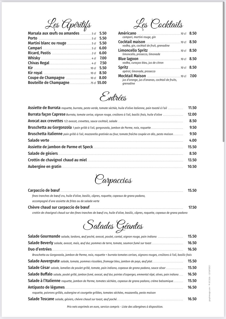 La Toscana menu 2