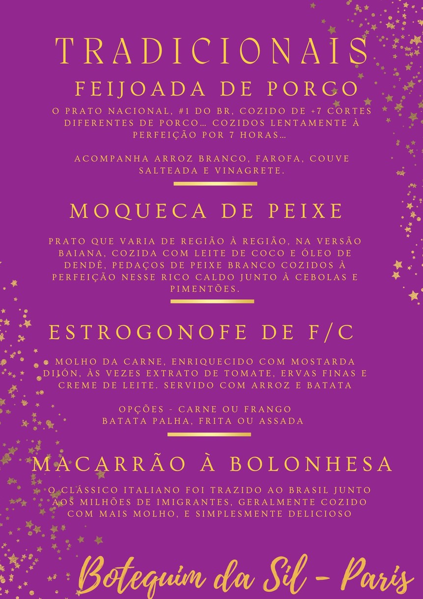 Botequim da Sil - Paris (Traiteur Brésilien, Chef Privé, Cours de Cuisine) menu 2