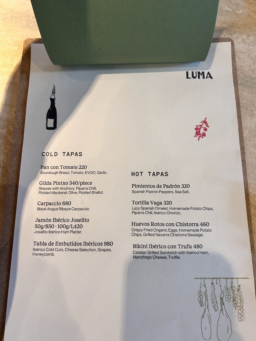LUMA BANGKOK menu 1