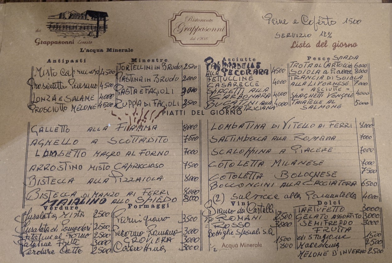 Ristorante Grappasonni dal 1908 menu 1