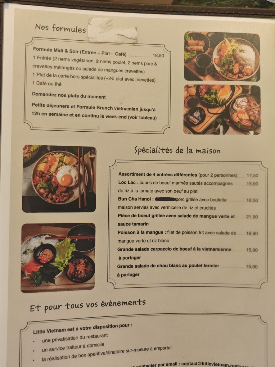 Little Vietnam menu 1