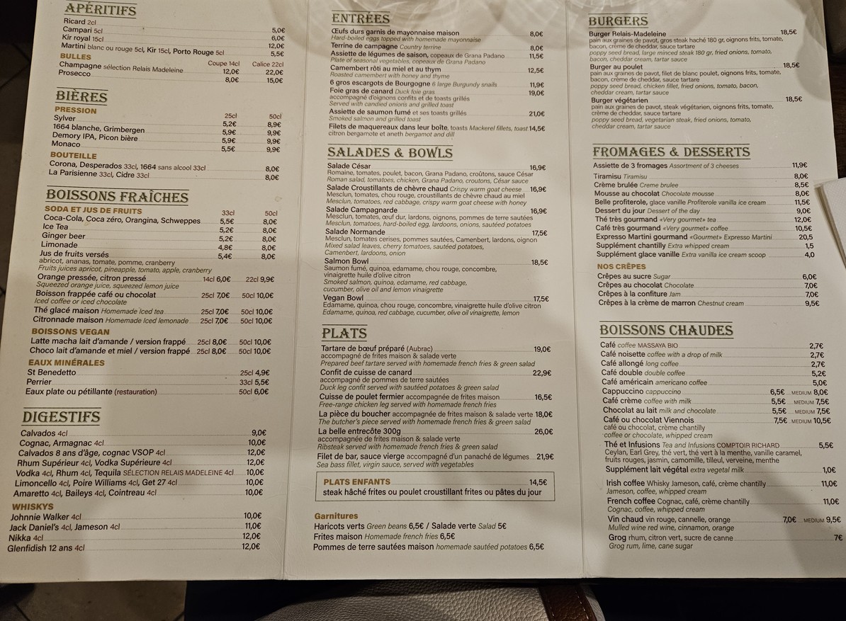 Relais Madeleine menu 3