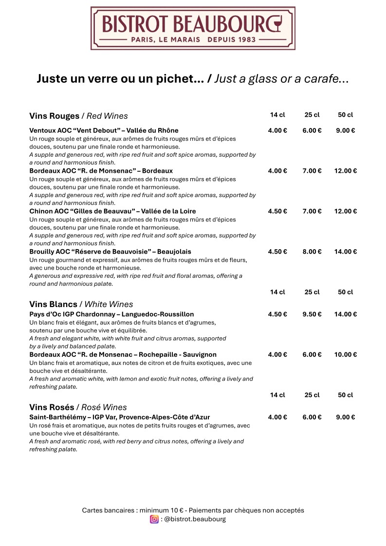 Bistrot Beaubourg menu 6