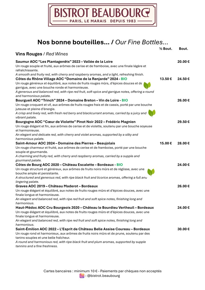 Bistrot Beaubourg menu 7