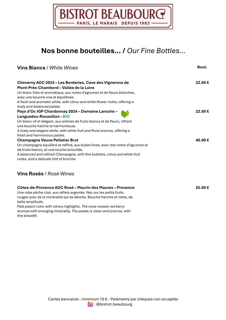 Bistrot Beaubourg menu 8
