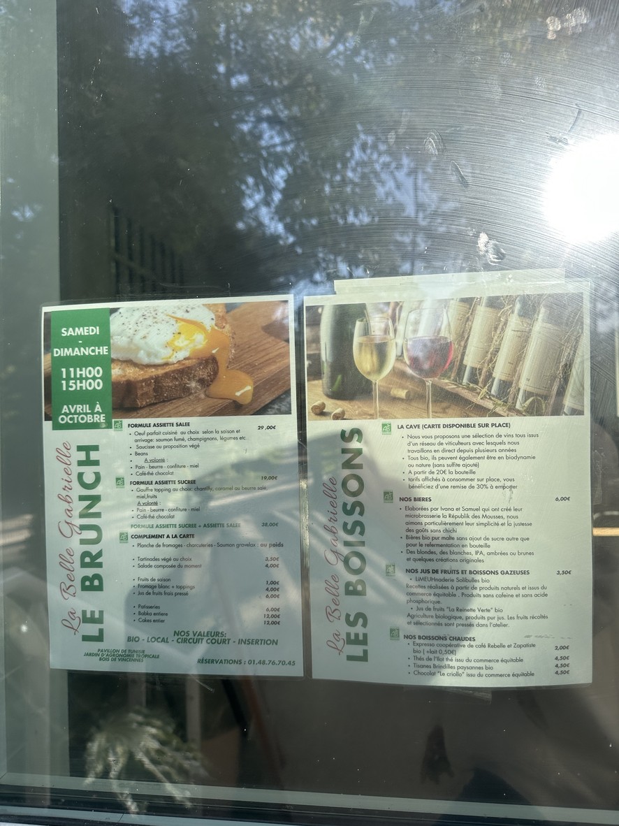 La Belle Gabrielle - cantine du jardin menu 2