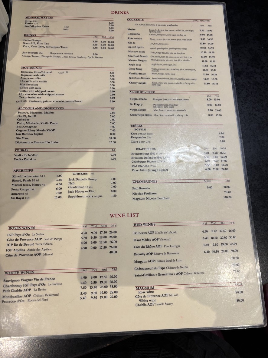 La Bûcherie menu 2