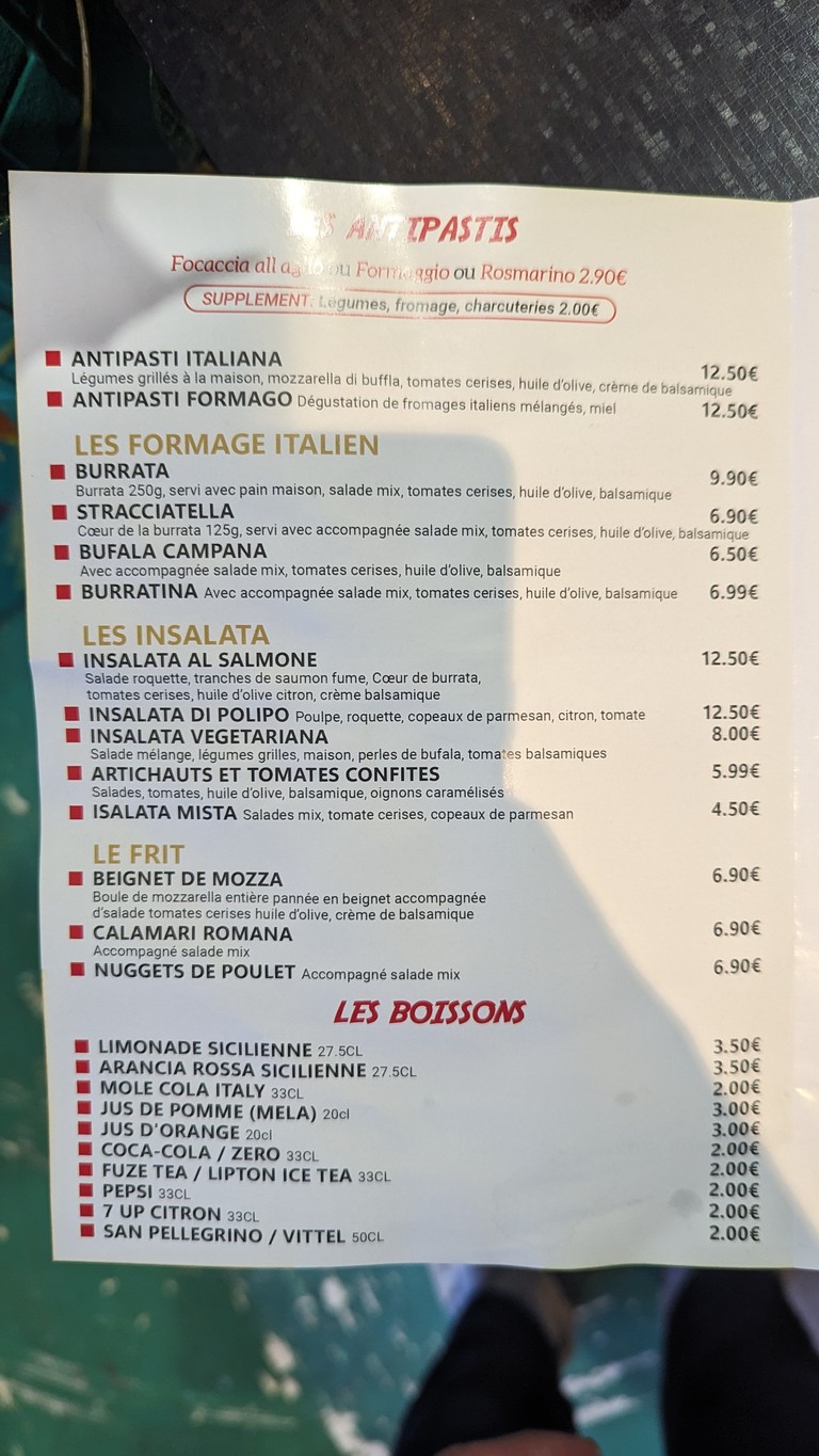 Pasta Presto Fontenay menu 2