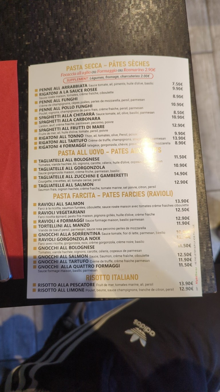 Pasta Presto Fontenay menu 3