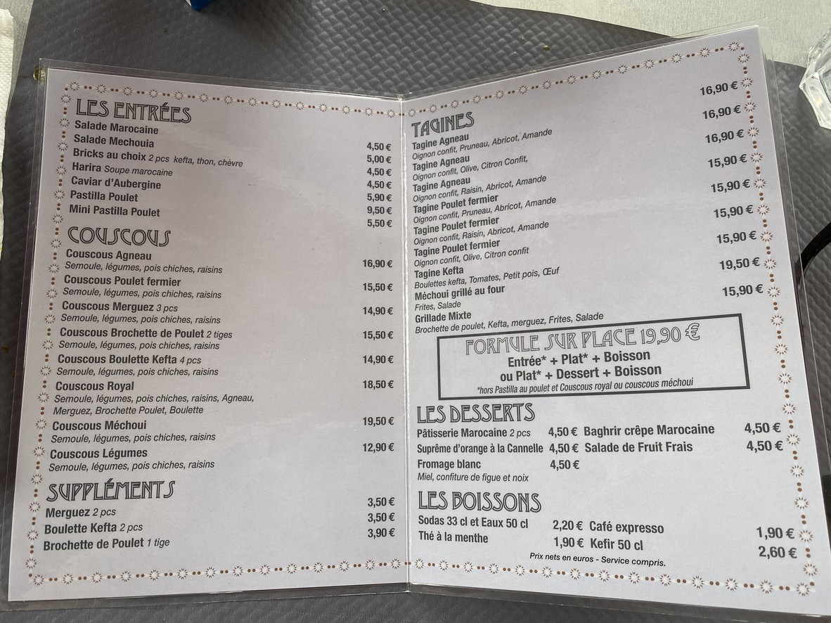 Kasbah menu 1