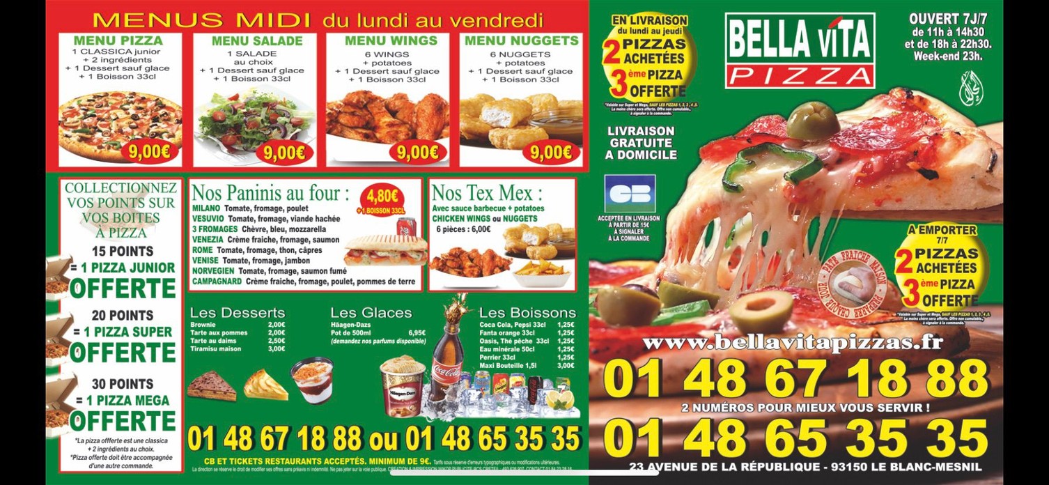Bella Vita Pizza menu 2
