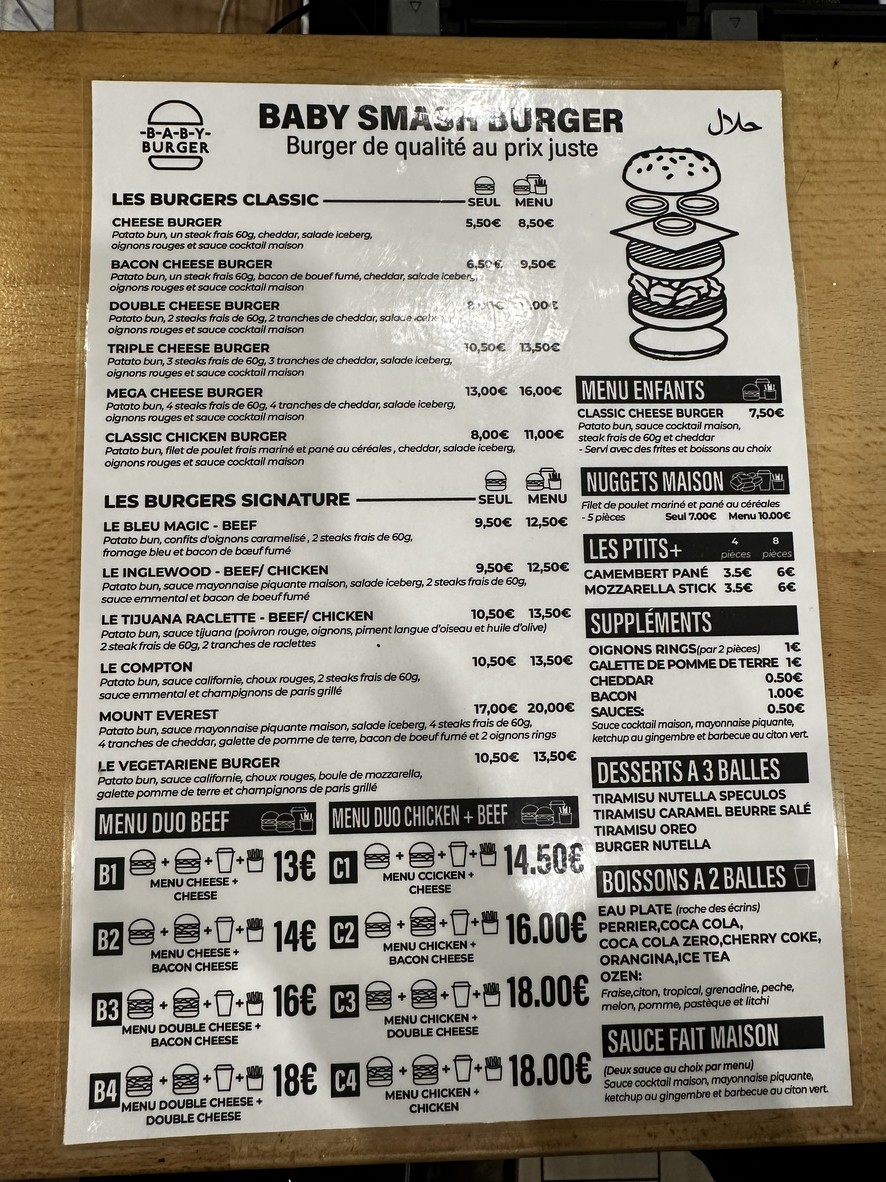BABY BURGER menu 2